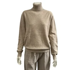 Blød rullekrave bluse - Sand