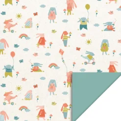 Gavepapir - Sweet Bunny Misty Green