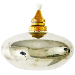 Glas olielampe i fattigmandssølv 10 cm
