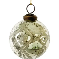 Glaskugle m. engravering og glitter 8cm