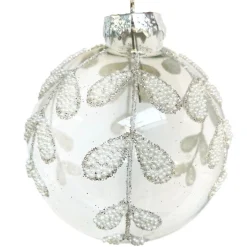 Klar glaskugle med sølvblade