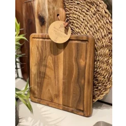 Kvadratisk skærebræt - Teaktræ 25x25cm