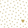Little Hearts gold papirservietter, 33x33 cm