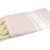 Lyserød stribet Hamam håndklæde