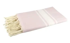 Lyserød stribet Hamam håndklæde
