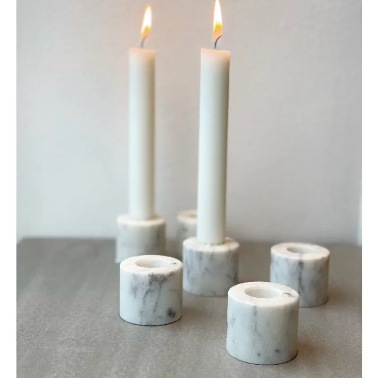 Lysestage i hvid marmor