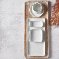 Retangulær asiet hvid Porcelino