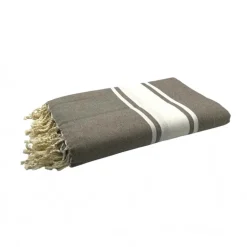 Taupe 200x300cm sengetæppe stribet