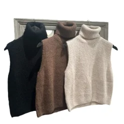 Vest med rullekrave - Brun